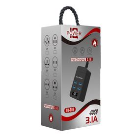 Мережевий фільтр ТВ-Т05, 4 USB, 1.5 м, перетин 3х0, 75мм, 2.1А, White, Box
