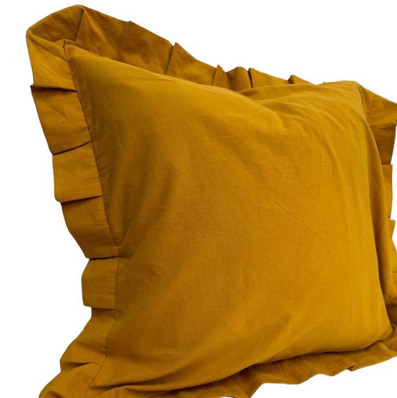 Наволочка декоративна з рюшами Stonewash Mustard SoundSleep 45х45 см | Зображення 1