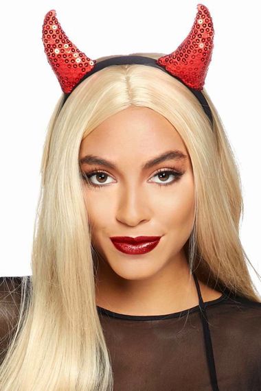 Ослепительно горячие рожки Leg Avenue Sequin devil horns, Красный, One Size