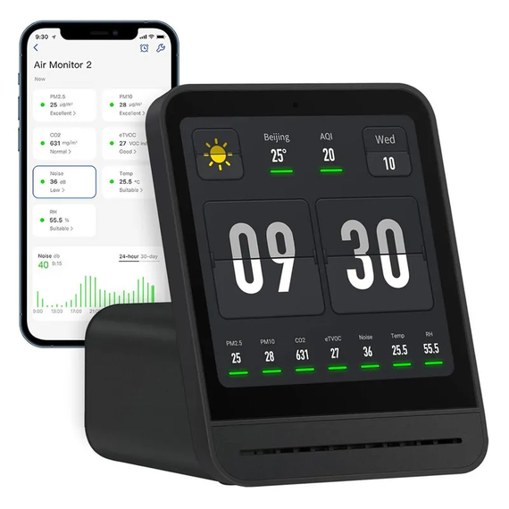Аналізатор якості повітря Xiaomi Qingping ClearGrass Air Detector Gen 2 (CGS2) Black | Зображення 4