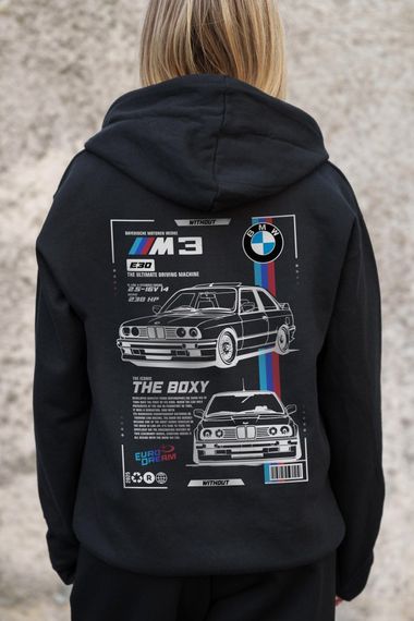 Утеплене зіп худі на флісі зіпер з принтом BMW Without Kane Black | Зображення 5