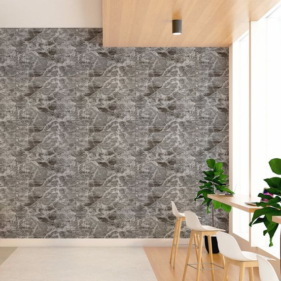 Декоративна 3D панель самоклейка під цеглу Чорний мармур 700х770х5мм (061-5) SW-00000036 | Зображення 4