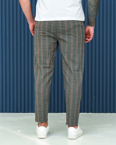 Брюки змейка антрацит серо-рыжий S M