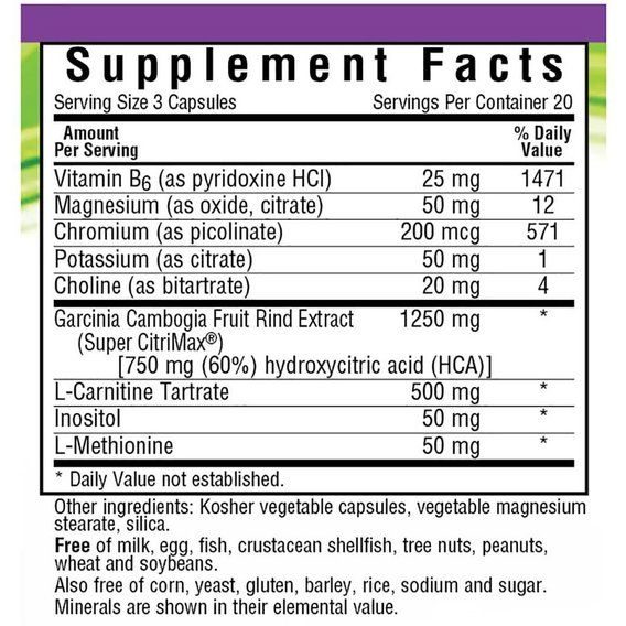 Гарциния Bluebonnet Nutrition Skinny Garcinia Weight Management Formula 60 Veg Caps | Зображення 1