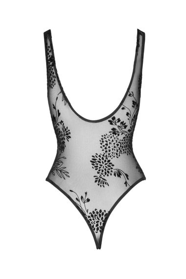 Боді Noir Handmade F242 Tulle body with patterned flock embroidery, L | Зображення 4
