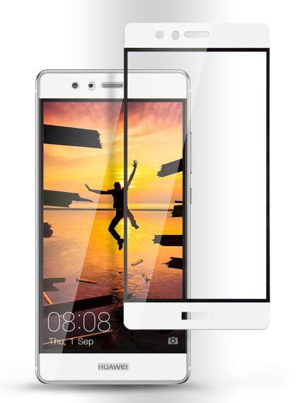 Full Cover защитное стекло для Huawei P9 - White