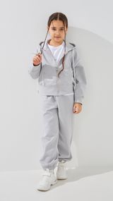 Костюм кофта+штани для дівчинки 851047 134 см Світло-сірий shop (2000999436642)