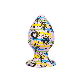 Анальная пробка дизайнерская на присоске Love Shop гигантская, силиконовая, с узором sexstyle