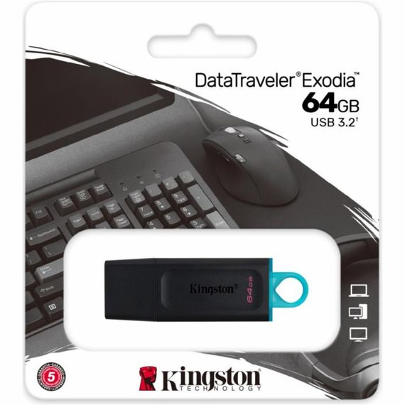 USB флеш накопичувач Kingston 64GB DataTraveler Exodia Black/Teal USB 3.2 (DTX/64GB) | Зображення 4