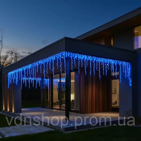 Уличная гирлянда Бахрома 25 м 405 LED гирлянда штора белый провод Синий 25MWBL | Зображення 1