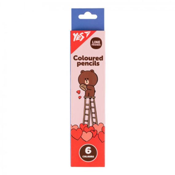 Набір кольорових олівців YES Line Friends Choco 290726 6 кольорів