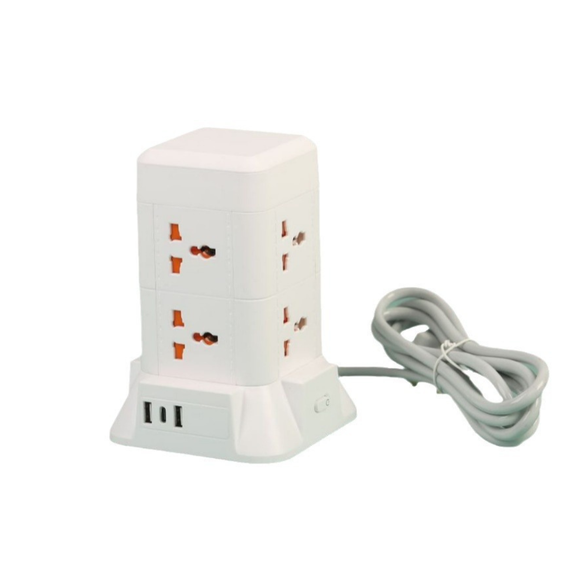 Сетевой фильтр удлинитель 4.8 м с лампой на 6 универсальных розеток с 2 USB, 1 Type-C, беспроводная зарядка