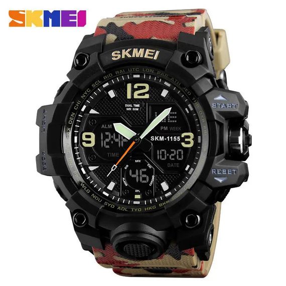 Годинник наручний чоловічий SKMEI 1155BAG RED CAMO, брендовий чоловічий годинник. Колір: AS-894 червоний камуфляж | Зображення 3