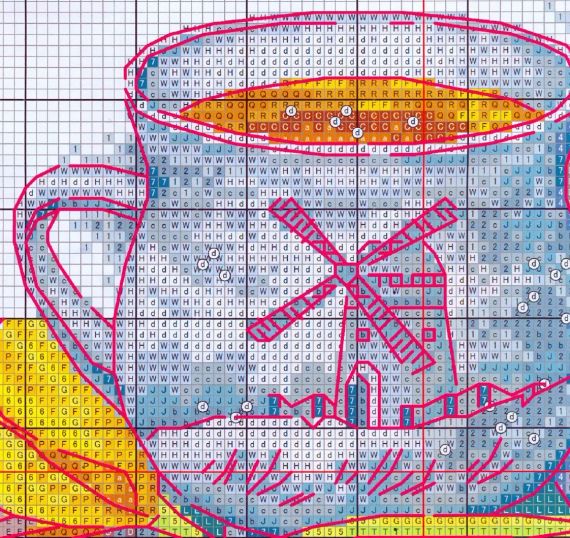 Набір для вишивання за нанесеною на канву схемою "Dutch teacup". AIDA 14CT printed, 27*21 см | Зображення 3