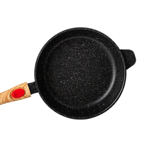 Алюмінієва глибока сковорода (2,4 л) зі скляною кришкою Ø 24 см Black MGC HP-4-463B | Зображення 1