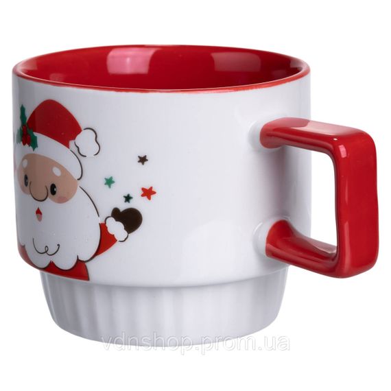Новогодняя фарфоровая Санта 400 (мл) Белая с красным Yiwu FM-CS-50D | Зображення 3