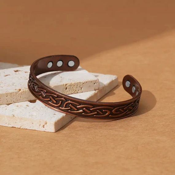 Магнитный браслет в Винтажном Стиле с Регулируемым Магнитным Заклепом из Бронзы