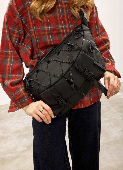 Женская сумка-бананка под ноутбук Sambag Urban Pro черная 46×26 см (51411264) | Зображення 4