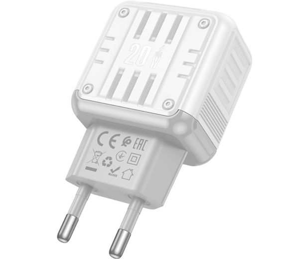 Зарядний пристрій Hoco C135A USB QC3.0 / Type-C PD3.0 20W швидка зарядка - White | Зображення 3