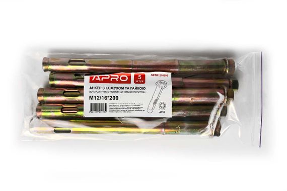 Анкер однораспорный с гайкой Apro - 16 х 200мм x М12 (5шт) (SRTR1216200) | Зображення 1