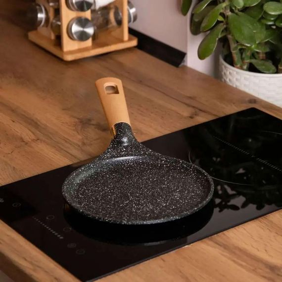 Алюмінієва млинна сковорода з мармуровим антипригарним покриттям Ø 20 см, товсте дно MGC Black HP-4-426B | Зображення 1