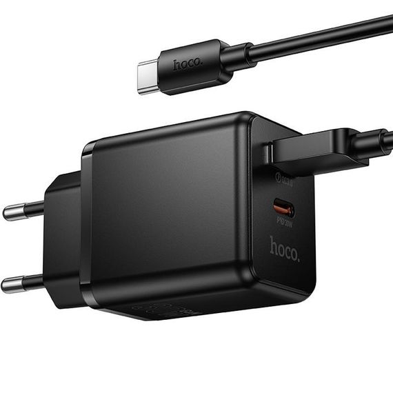 МЗП Hoco C157A Smart PD30W+QC3.0 (1USB-A/1C) + кабель USB to Type-C Black | Зображення 5