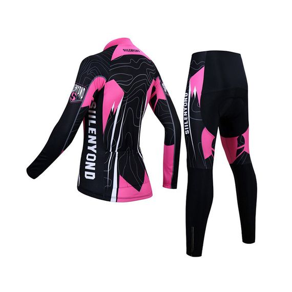 Костюм вело женский Siilenyond SW-CT-057 Black Pink M Полосы длинный рукав штаны | Зображення 1