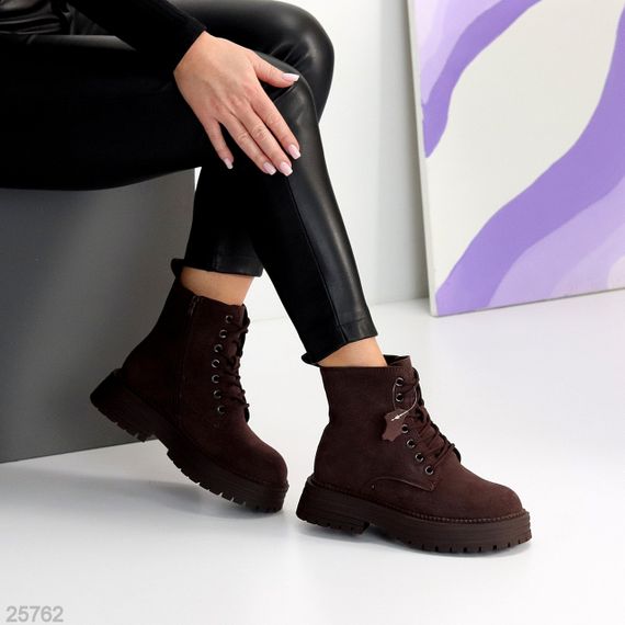 Повсякденні шоколадні зимові черевики берці натуральна замша доступна ціна | Зображення 3