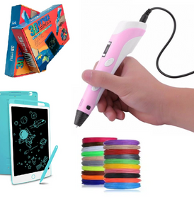 3D Pen-6 Большой набор для творчества 3Д ручка c LCD дисплеем, графический планшет, 100 м пластика и трафареты в комплекте