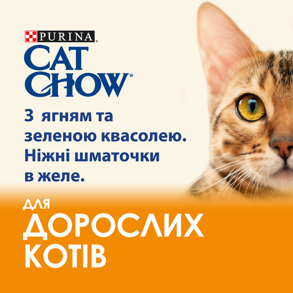 Вологий корм Purina CAT CHOW Adult для дорослих котів, ягня та зелена квасоля 85г | Зображення 3