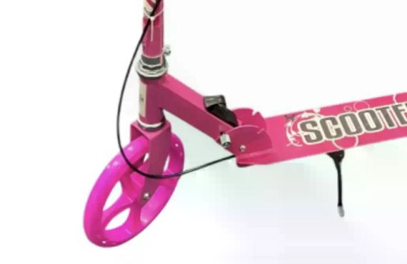 Самокат двоколісний міський з колесами PU 200 мм і ножним гальмом 109 Pink • Складаний прогулянковий самокат для дітей і підлітків • Міський самокат рожевий | Зображення 1
