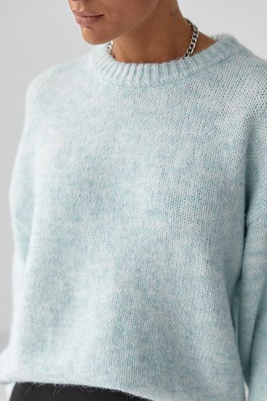 В'язаний светр вільного крою - блакитний цвет, ONE SIZE (є розміри) | Зображення 3