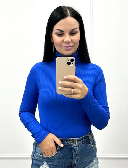 Женский гольф в рубчик мустанг (не утепленный) GF04161 цвет синий, размер 46/48 | Зображення 2