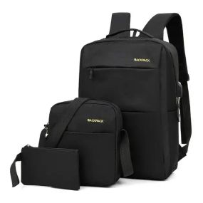УЦЕНКА! Рюкзак городской 3в1 Backpack 9018 дорожный комплект черный (Нет упаковки, порез 3062)