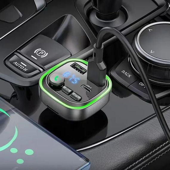 АЗУ FM модулятор Borofone BC48 Broad 18W+QC3.0 (2USB-A/1C) Black | Зображення 3