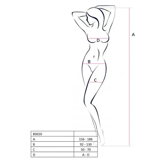 Бодістокінг Passion BS010 white, комбінезон, дрібна сіточка, S/M/L | Зображення 3