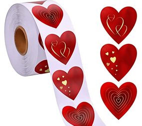Наклейки, стікери сердечки  Колір червоний 100 (шт)
