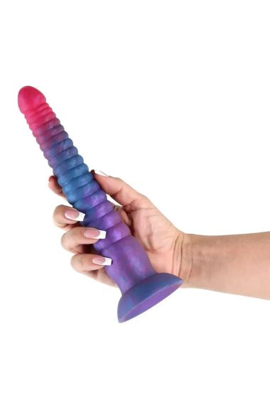 Фалоімітатор NS Novelties Colours Stacked рідкий силікон, рожево-синій, 23 см Sex Aura | Зображення 1