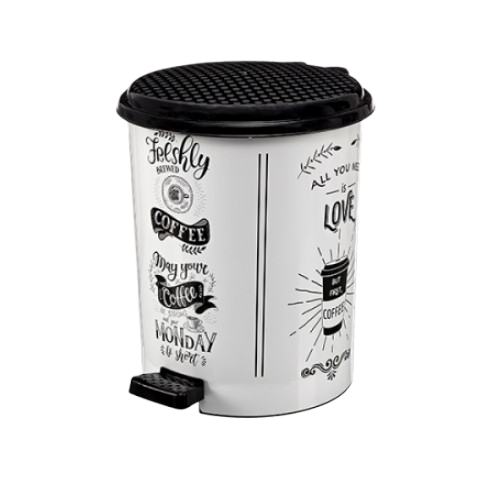 Відро для сміття 11л з педаллю пластик з малюнком біла кава ELIF