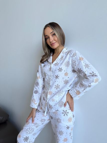 Домашня жіноча піжама COSY Сніжинки (сорочка+штани)
