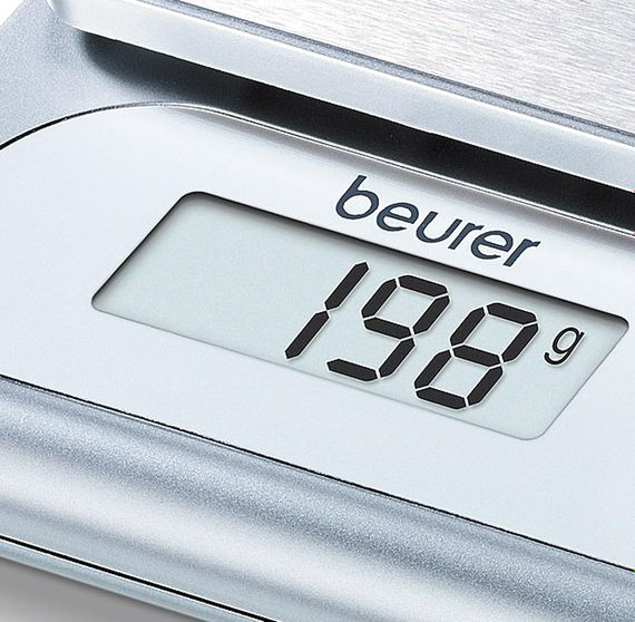 Ваги кухонні Beurer, 3кг, 1хСR2032 в комплекті, нерж. сталь, сірий (KS_22) | Зображення 2
