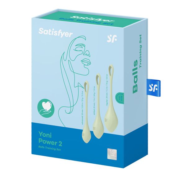Набір йоні намистин Satisfyer Yoni Power 2 Light Green, диаметр 2-2,5-3см, вес 22-44-73гр | Зображення 4