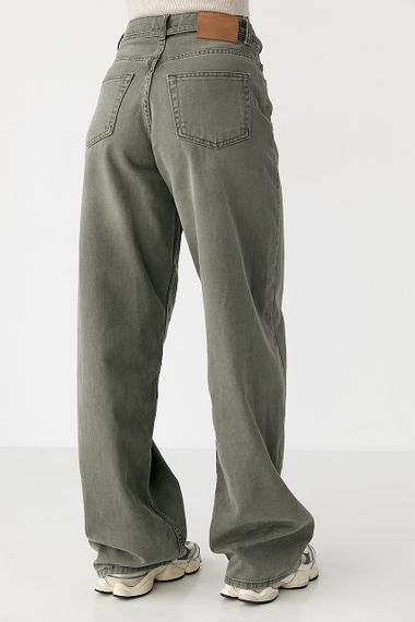 Оливкові джинси Palazzo на зав'язках - хакі цвет, 40р (є розміри) | Зображення 1