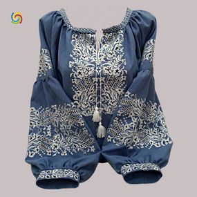 Рубашка Украинская вышиванка 333278715 цвет голубой размер 5XL