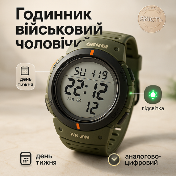 Армійський годинник з водонепроникністю SKMEI 1068AG, Електронний наручний годинник чоловічий тактичний HF-14