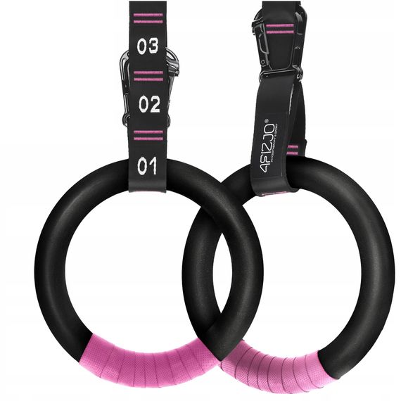 Гімнастичні кільця 4FIZJO з ABS пластику, регульовані Black/Pink (P-5905973406116)