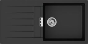 Мийка кухонна HansgroheS52, граніт, прямокутник, з крилом, 980х480х190мм, чаша - 1, накладна, S520-F480, чорний графіт (43358170)