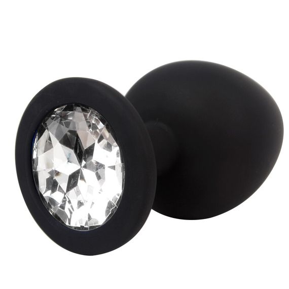 Чорна силіконова анальна пробка із кристалом (Розмір M) | Зображення 8