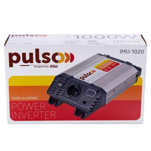 Перетворювач напруги PULSO/IMU-1020/12V-220V/1000W/USB-5VDC2.0A/мод.хвиля/клеми | Зображення 2