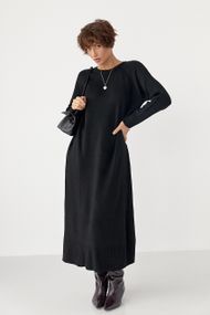 Трикотажна довга сукня вільного фасону - чорний цвет, ONE SIZE (є розміри)